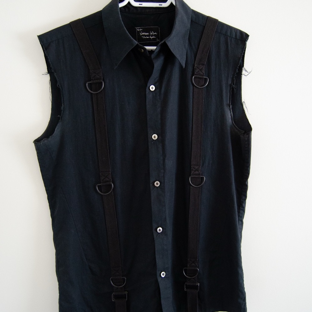 Number (N)ine Black Sleeveless Bondage Button-Up Shirt with Straps